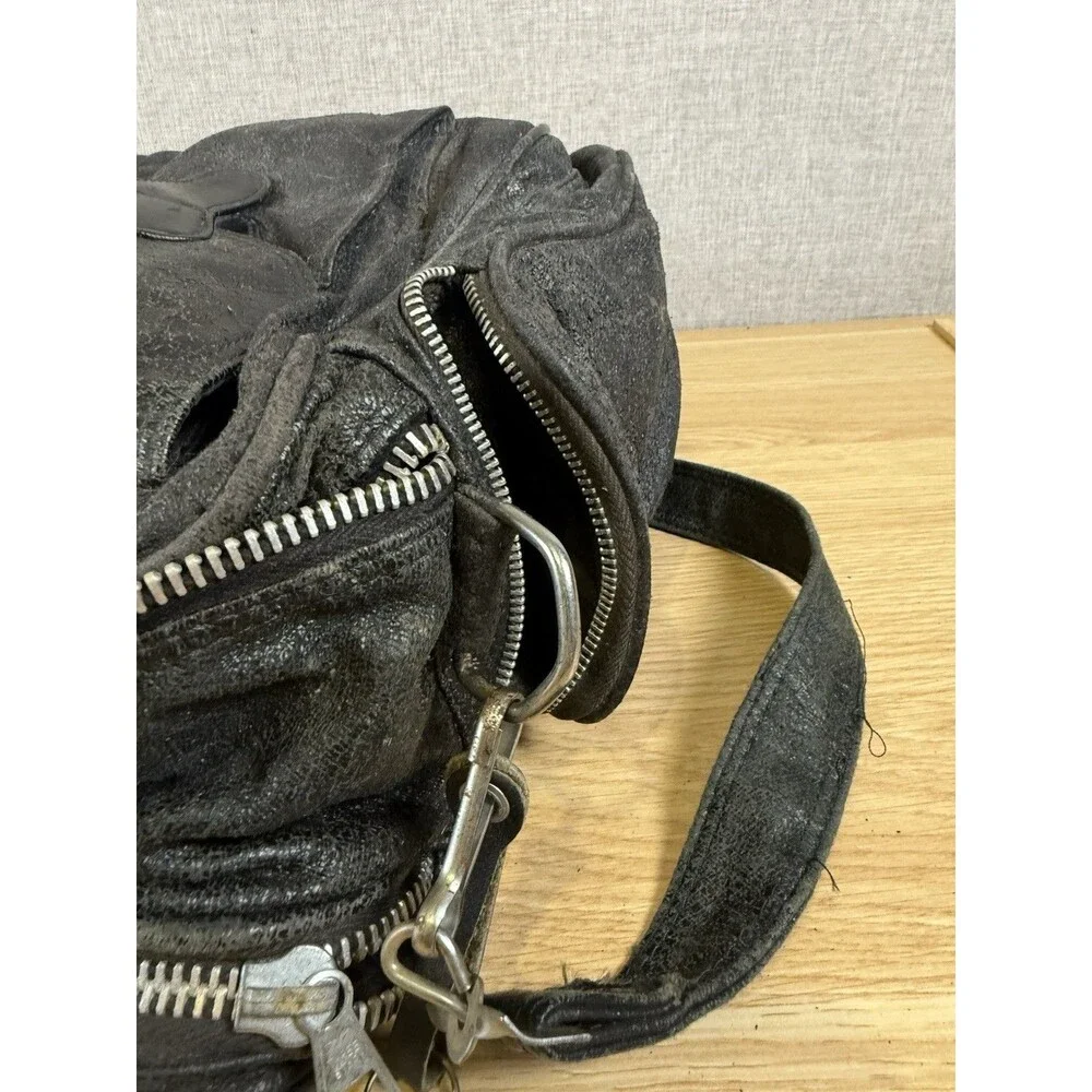 Vintage Unbranded Black Multi-Pocket Utility Crossbody Bag - Heavily Distressed